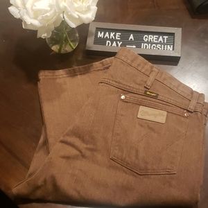 Mens Wrangler Brown Denim Jeans